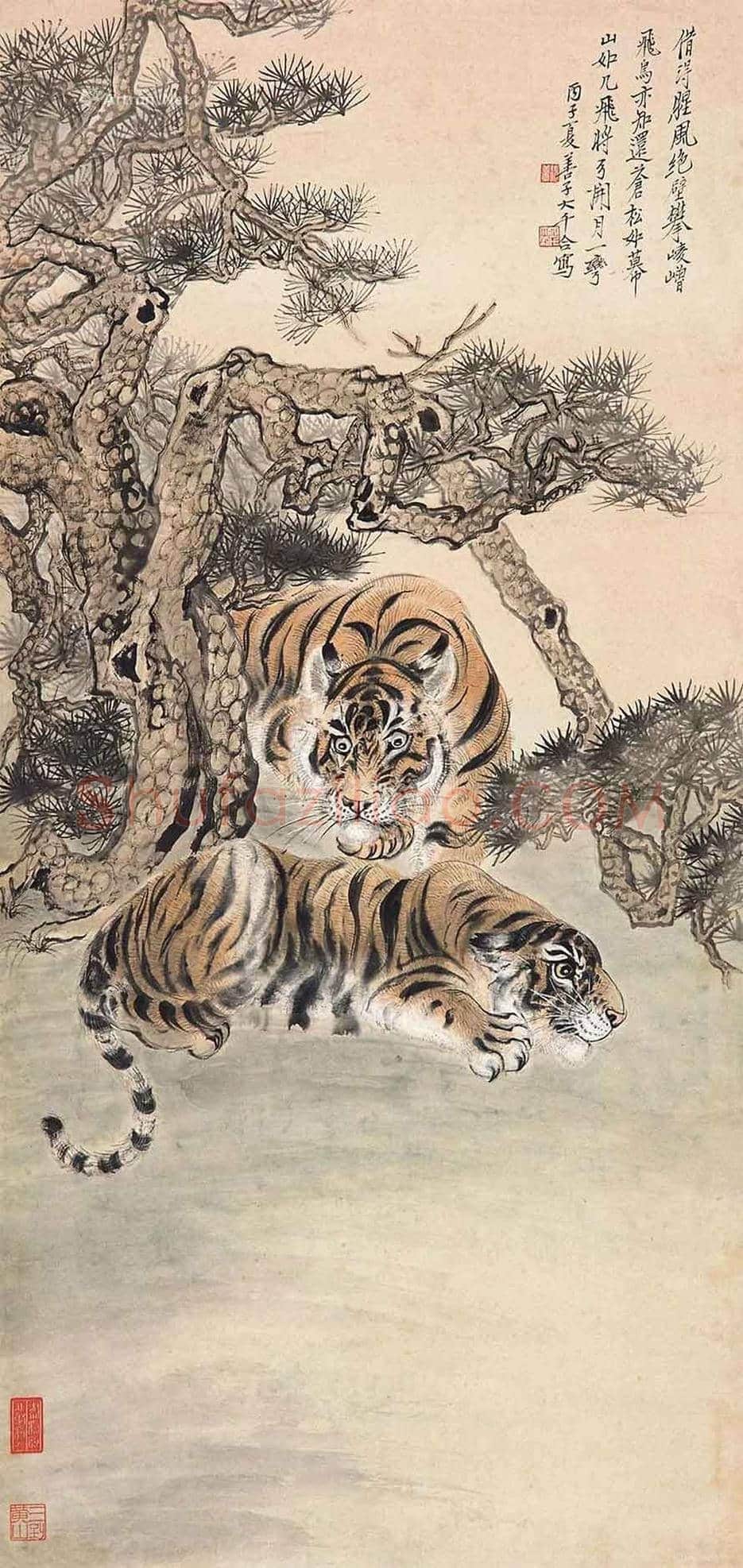 张善孖画虎作品欣赏及拍卖价格 | 书画百科