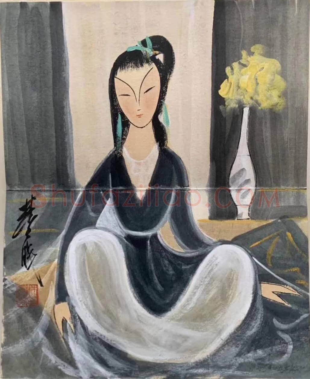 林风眠册页《八美图》，仕女画集大成之作 | 国画欣赏