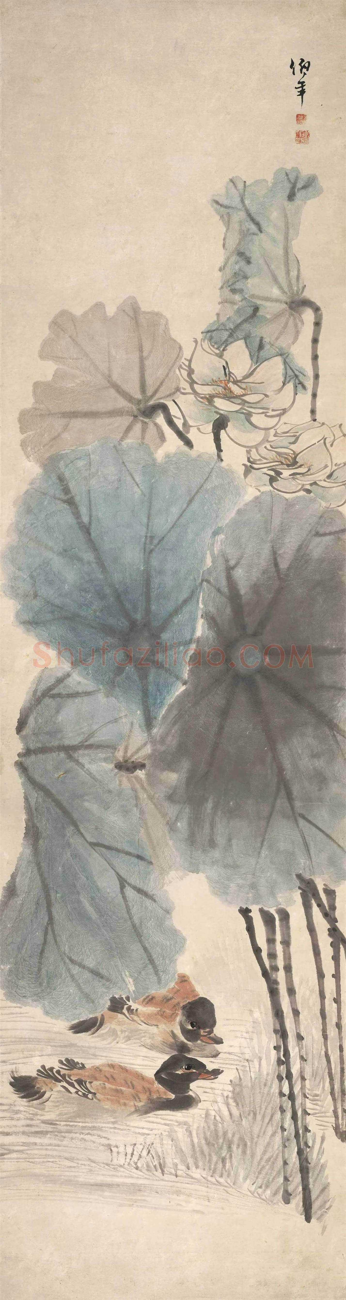 任伯年《荷花鸳鸯图》欣赏 | 书画讲解