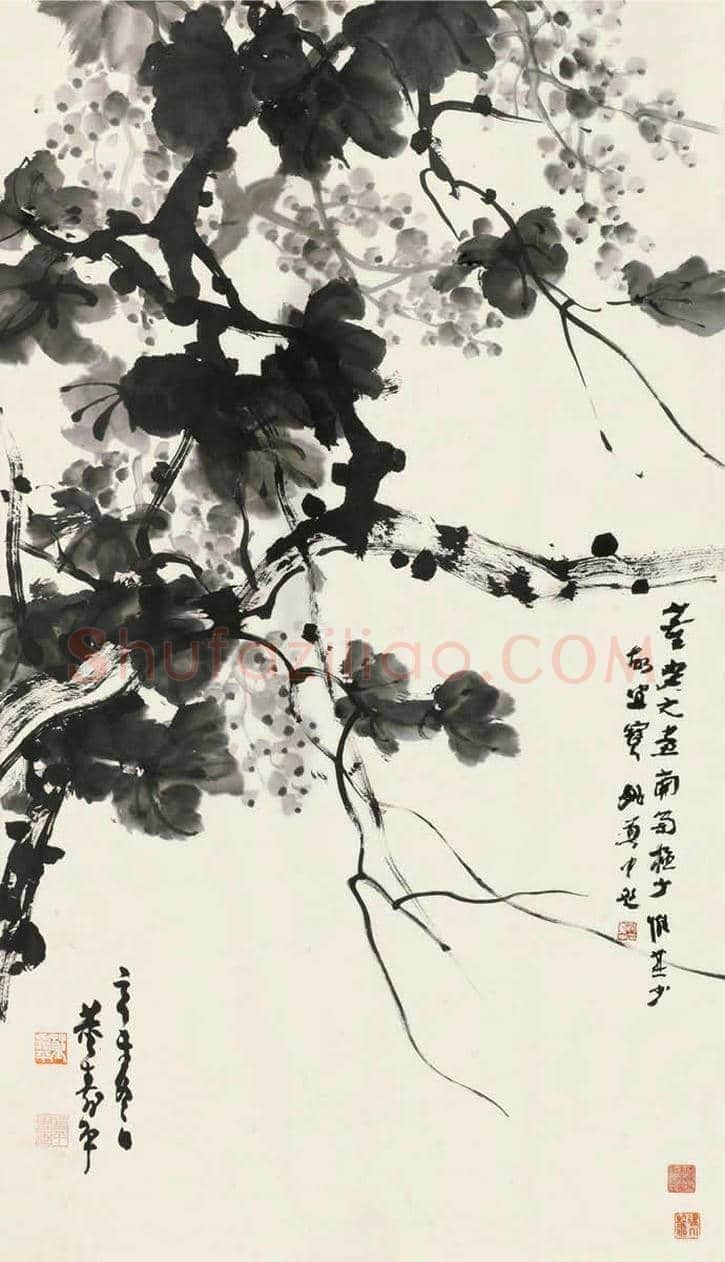 大师董寿平笔下的水墨葡萄欣赏 | 书画学堂
