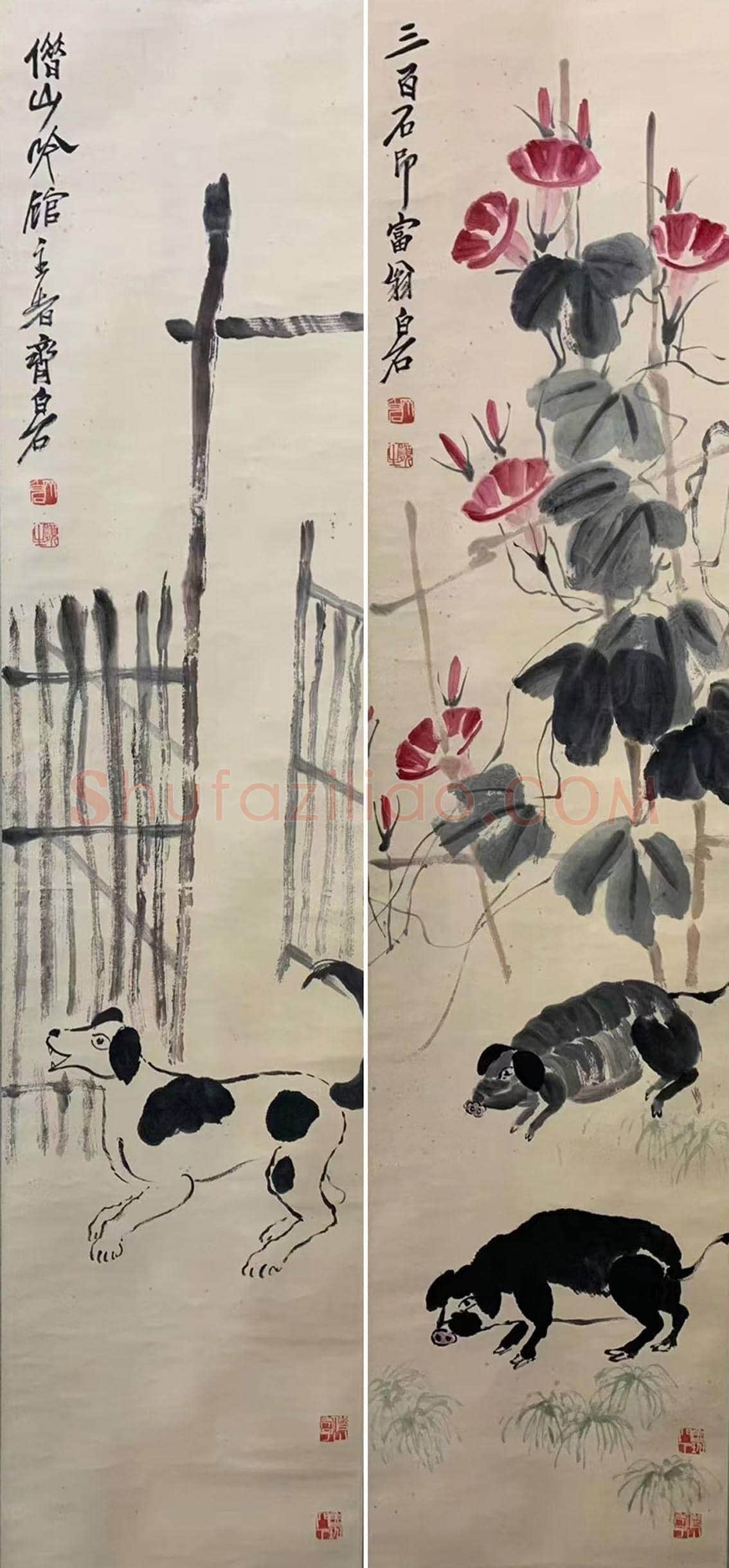 齐白石经典《动物四屏》，雅俗共赏！ | 国画图片