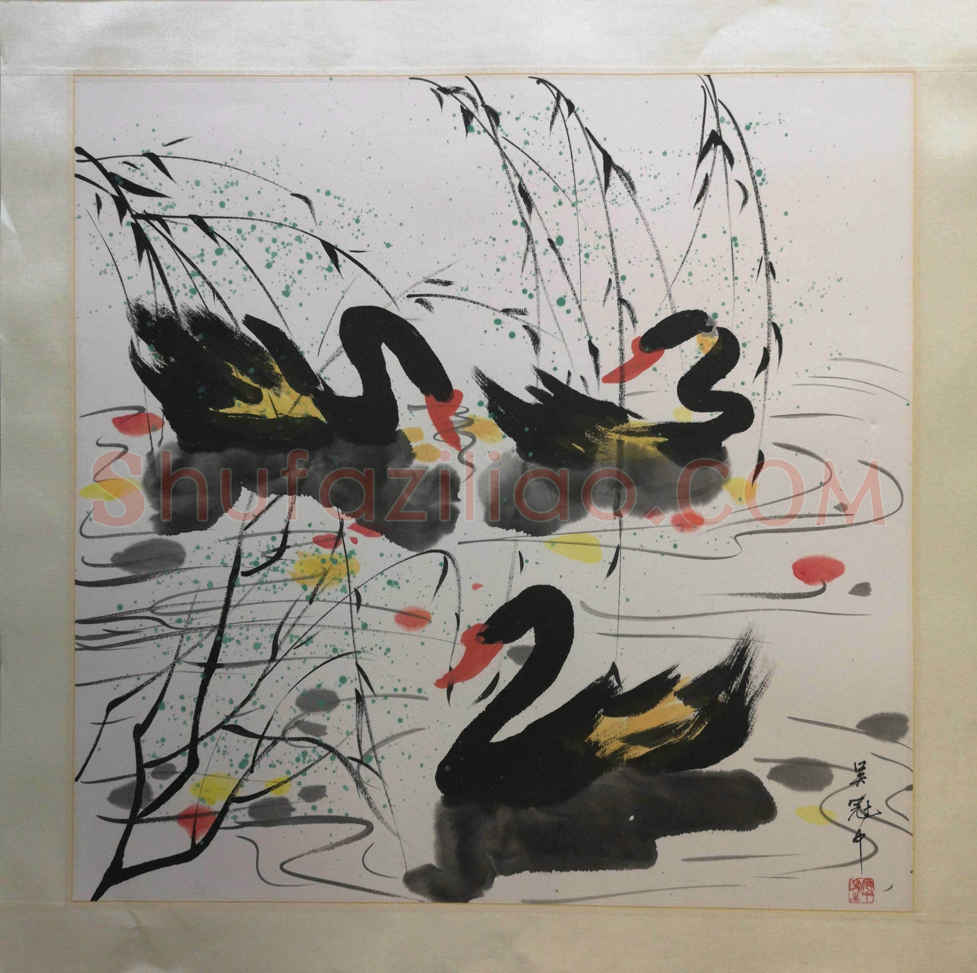 吴冠中作品《黑天鹅》,充满人文情怀 | 国画鉴赏