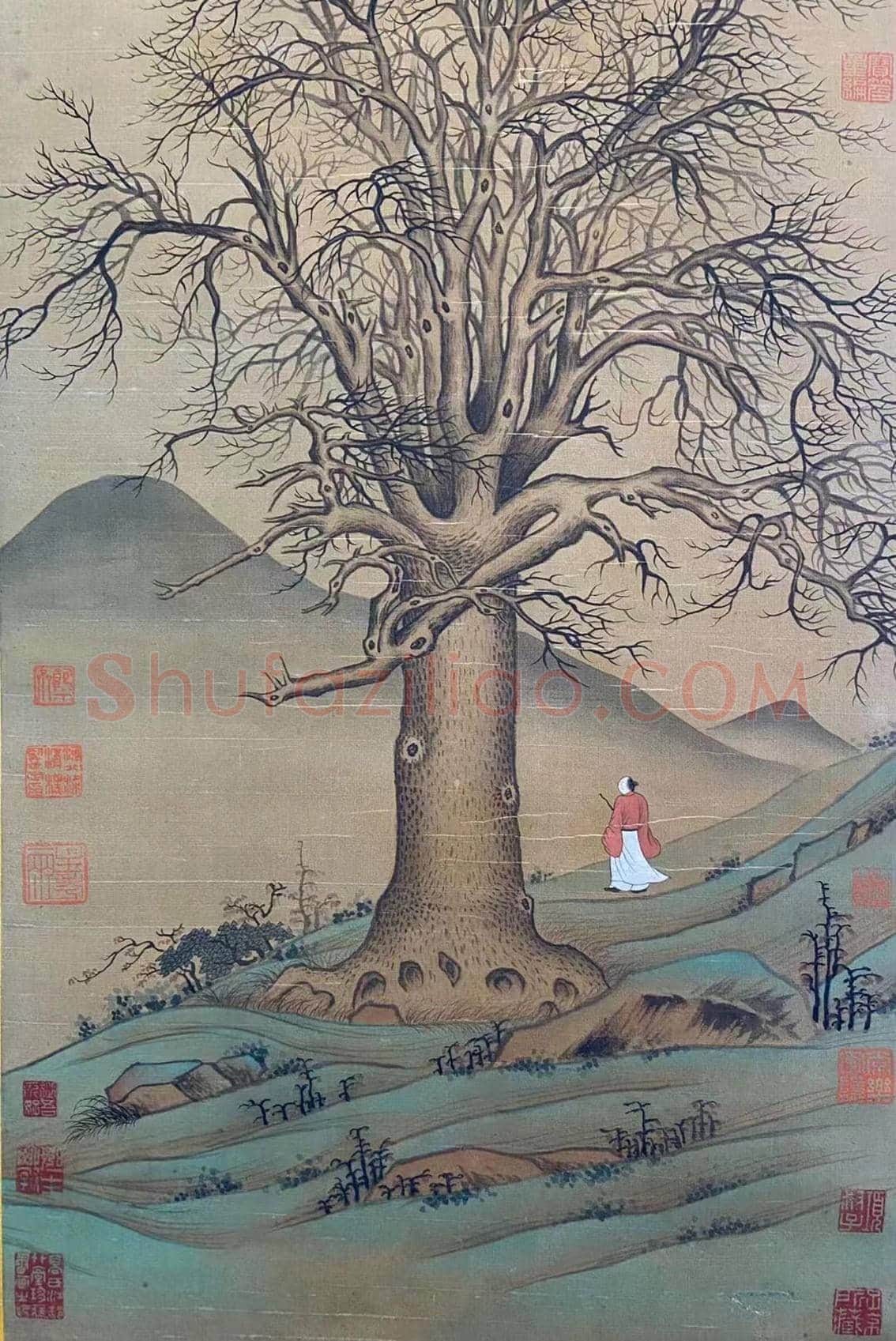 有序流传 朱痕累累——黄公望《枯木高逸图》 | 国画赏析