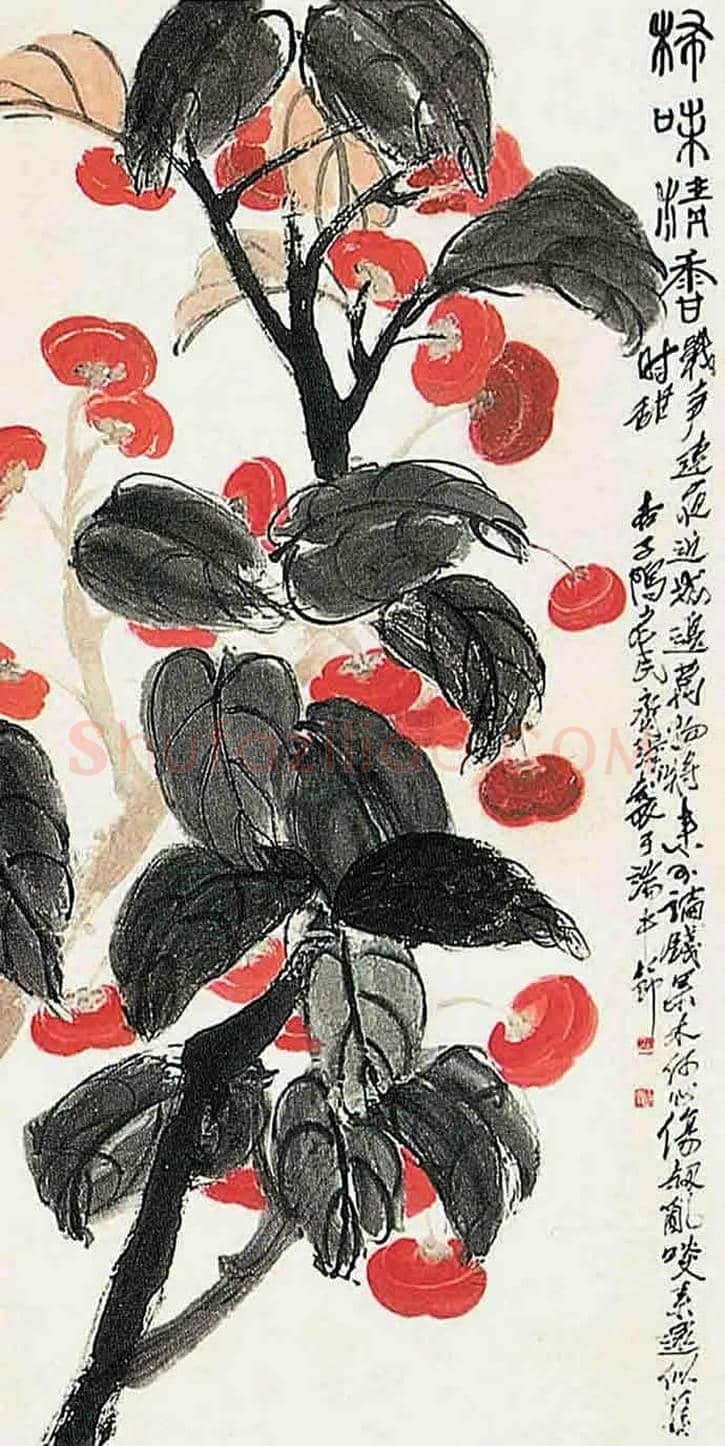 齐白石画笔下的柿子，事事如意 | 书画常识