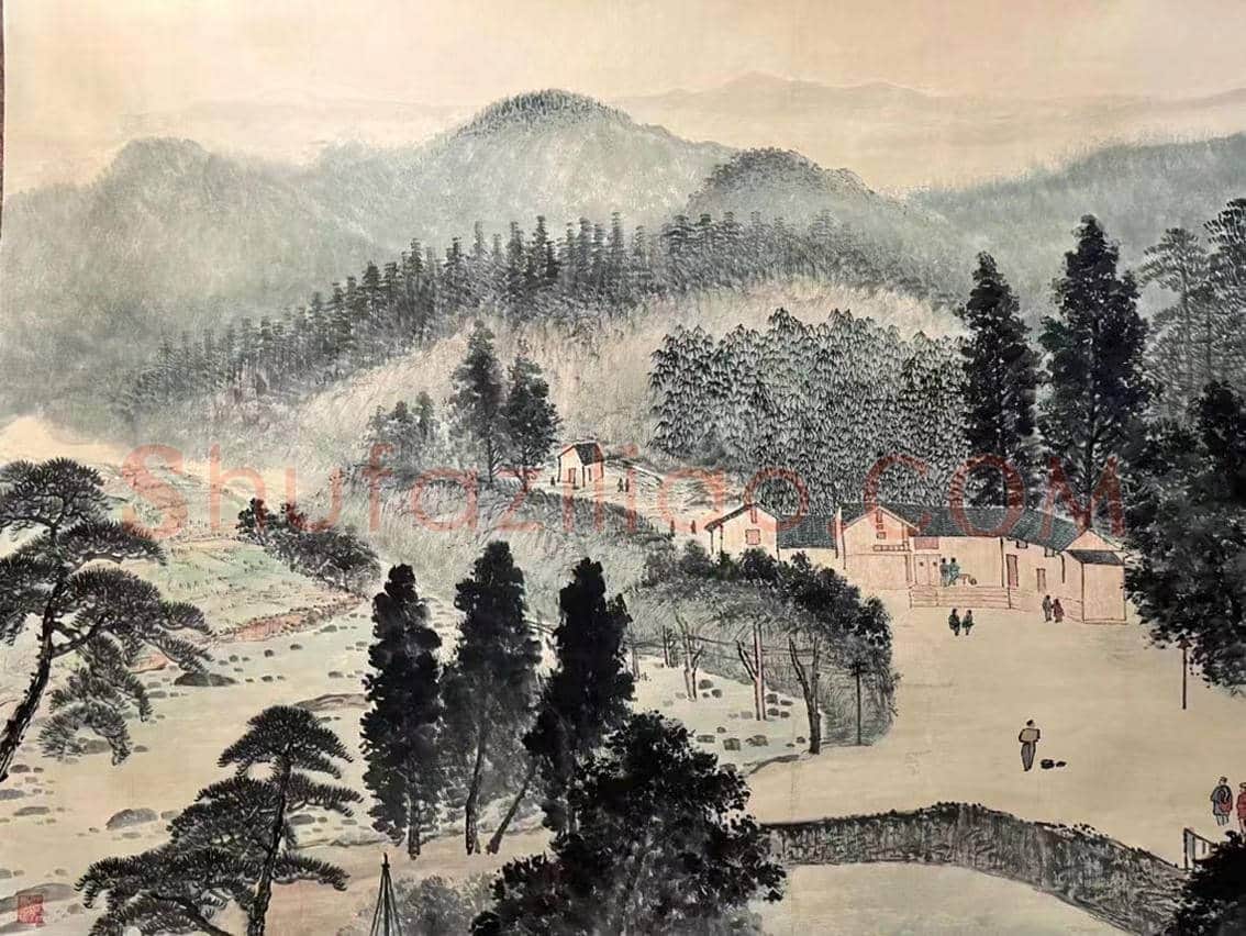 傅抱石丈二《韶山诗意》，馆级钜制 | 国画鉴赏