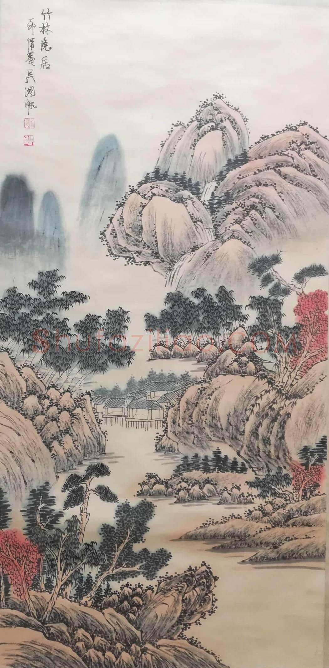 吴湖帆山水画《竹林隐居》,早期仿古作品! | 国画图片