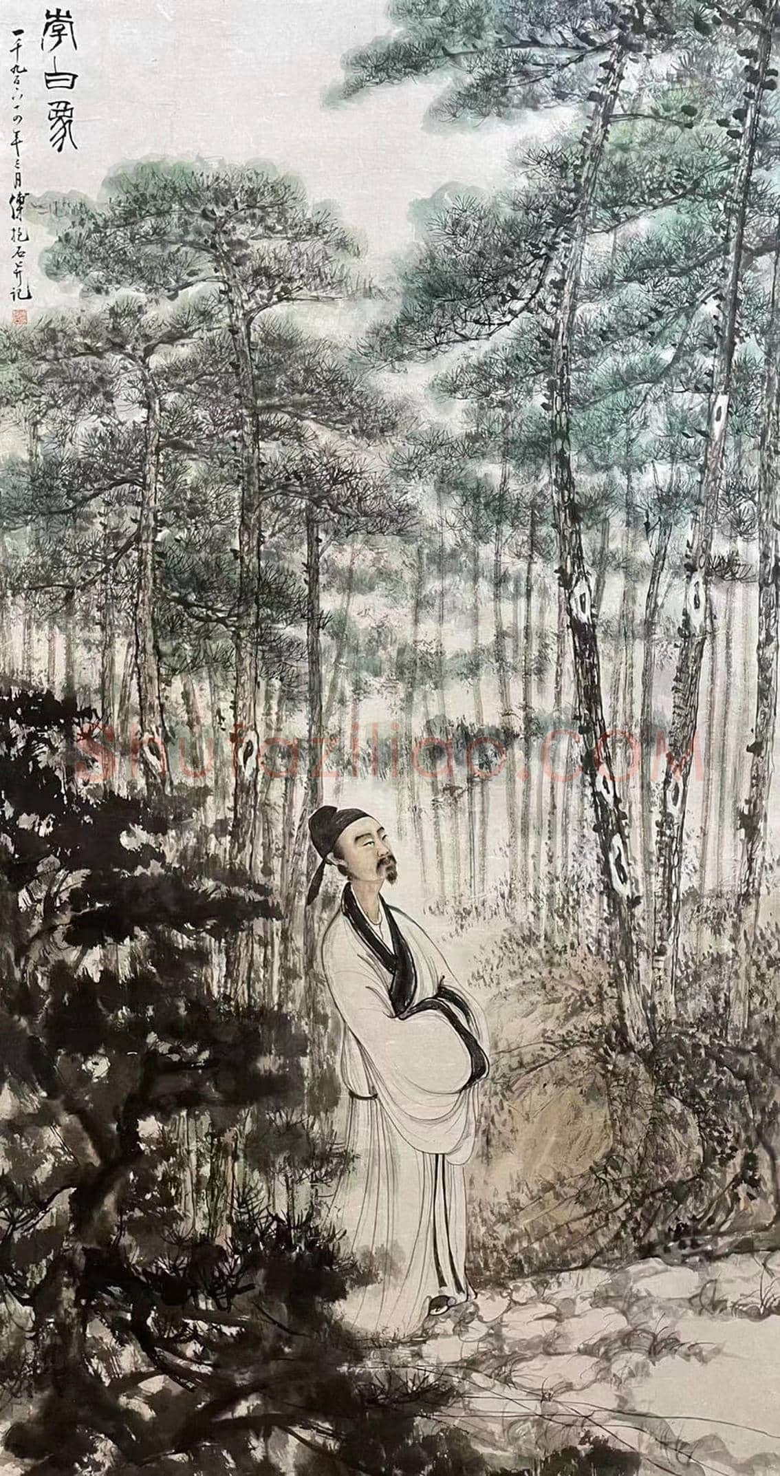 傅抱石巨制《李白像》，稀世珍品 | 国画鉴赏