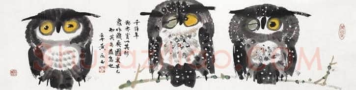 黄永玉画笔下的猫头鹰 | 书画文摘