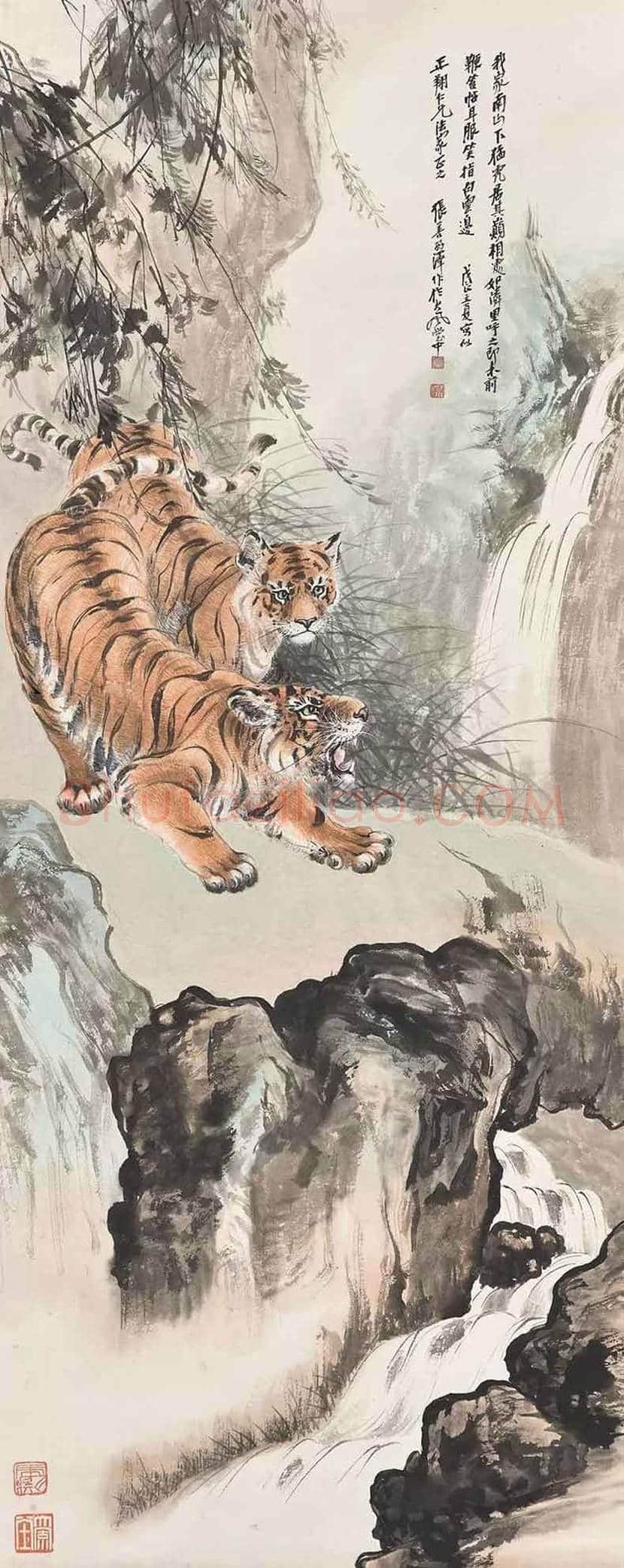 张善孖画虎作品欣赏及拍卖价格 | 书画百科