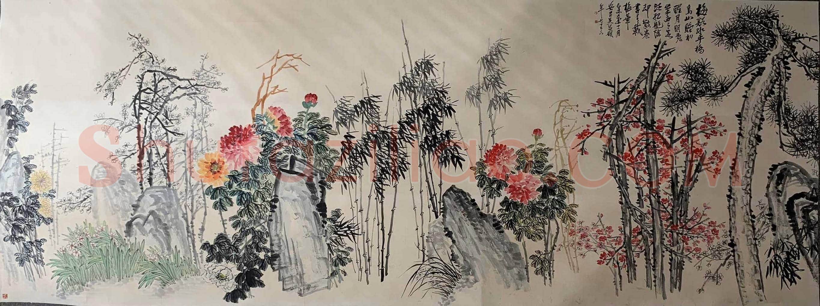 吴昌硕丈六巨制花鸟画,首度面世 | 国画图片