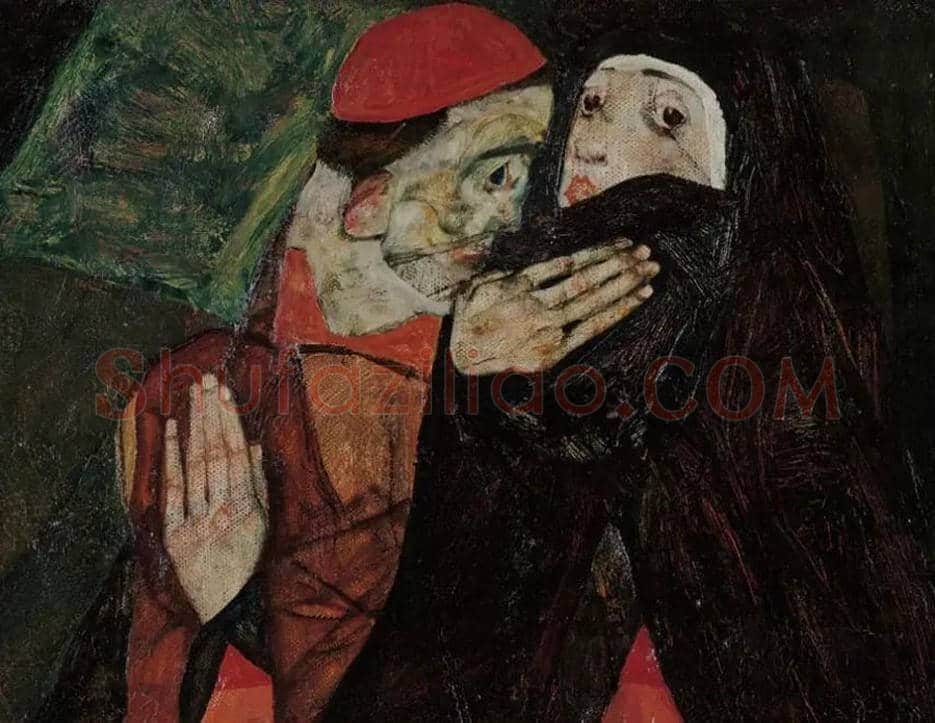 埃贡·席勒《红衣主教和修女》欣赏 | 书画知识
