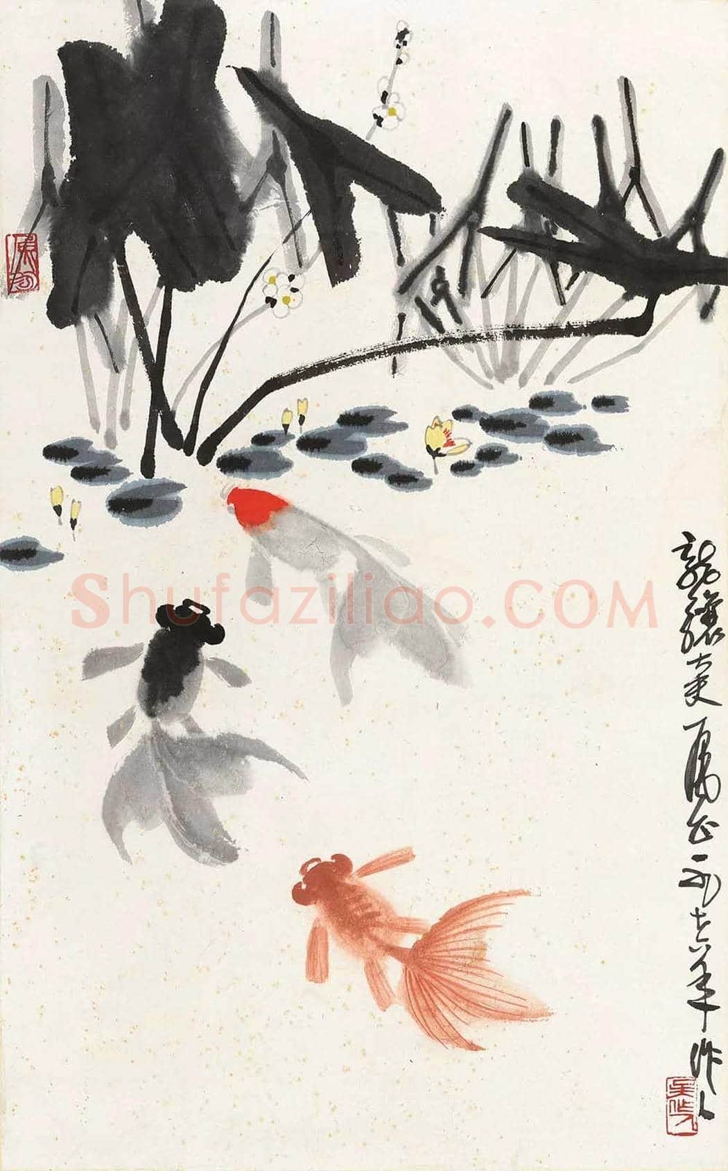 画金鱼第一人吴作人作品，寥寥数笔生动传神！ | 国画欣赏