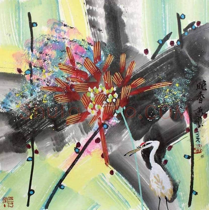 黄永玉重彩荷花《晨颜》,写意荷花精品 | 国画赏析