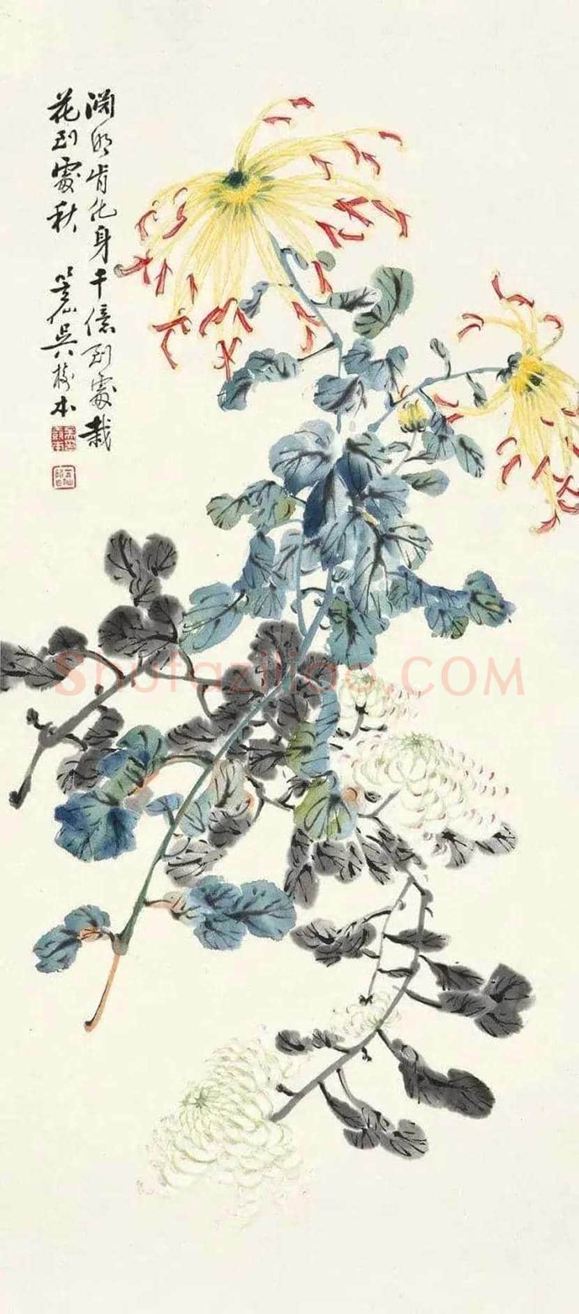 吴笠仙菊花作品欣赏 | 书画百科