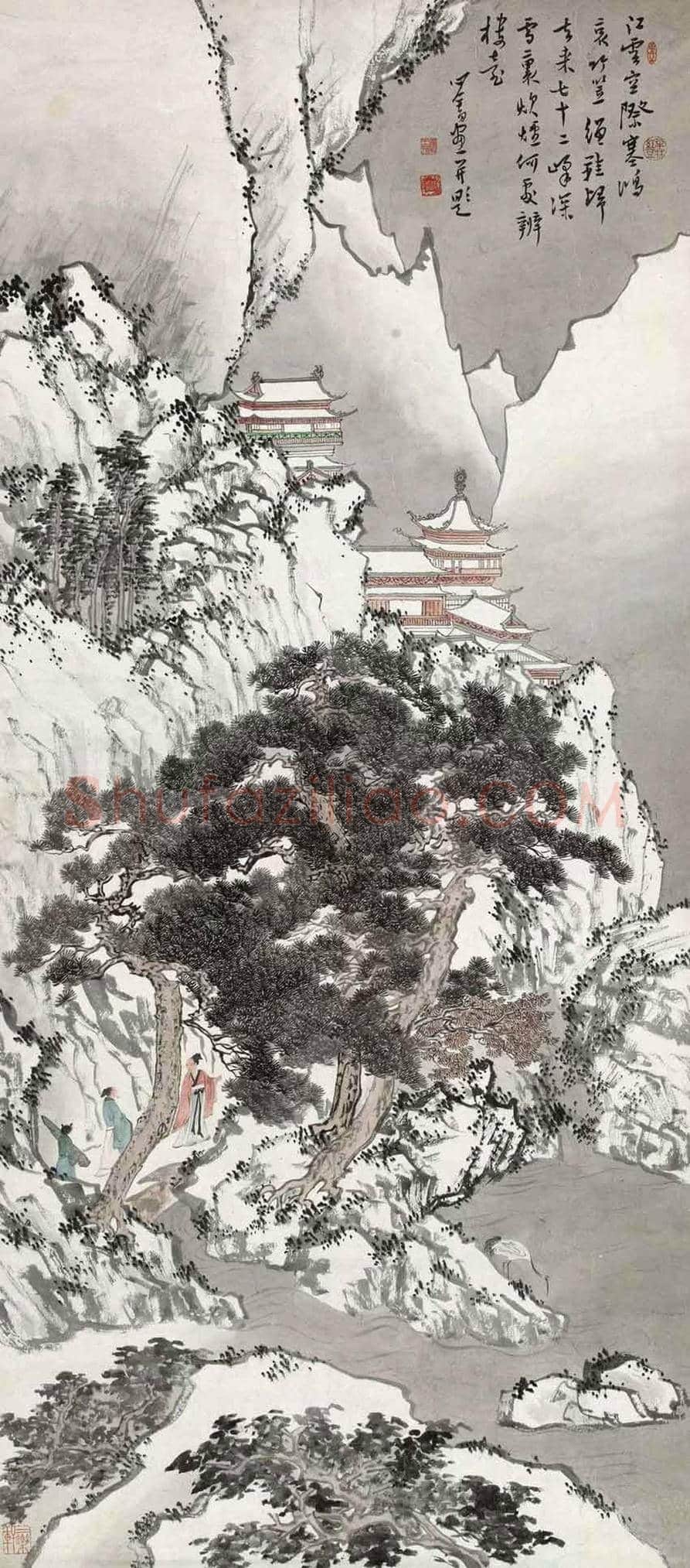 溥儒雪景山水《象山新霜晓》,空灵飘逸! | 国画赏析