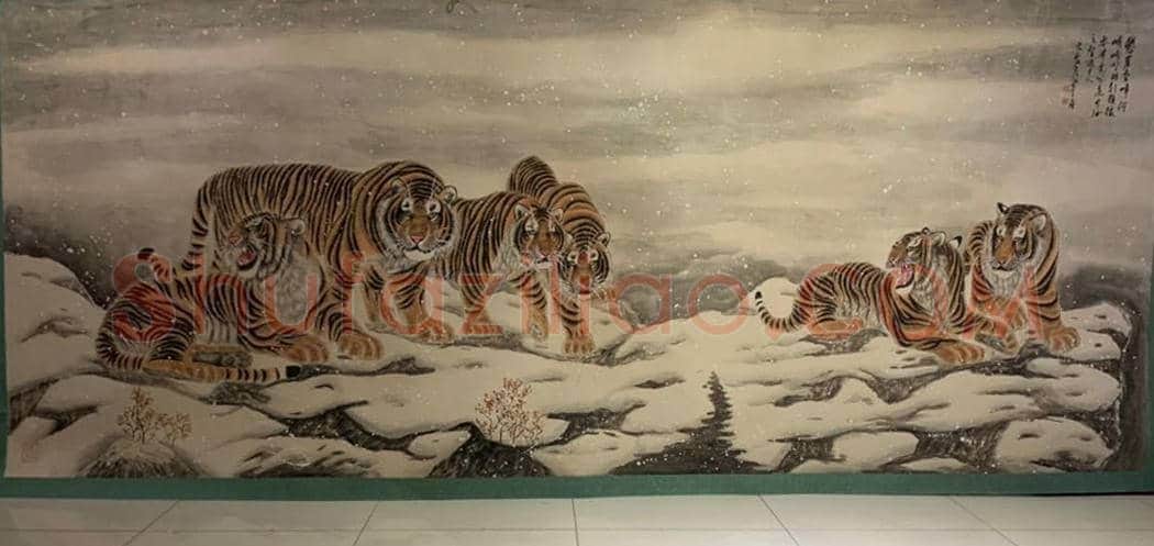 张善孖张大千合绘《群虎图》,丈二巨制 | 国画鉴赏