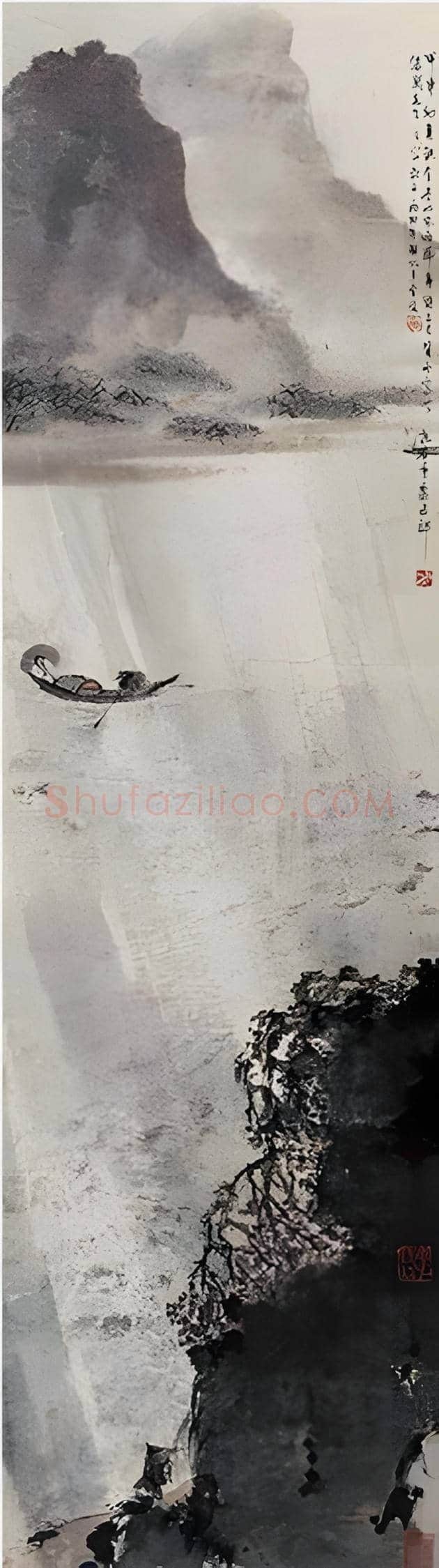 傅抱石《泛舟图》,金刚坡时期代表作 | 国画鉴赏