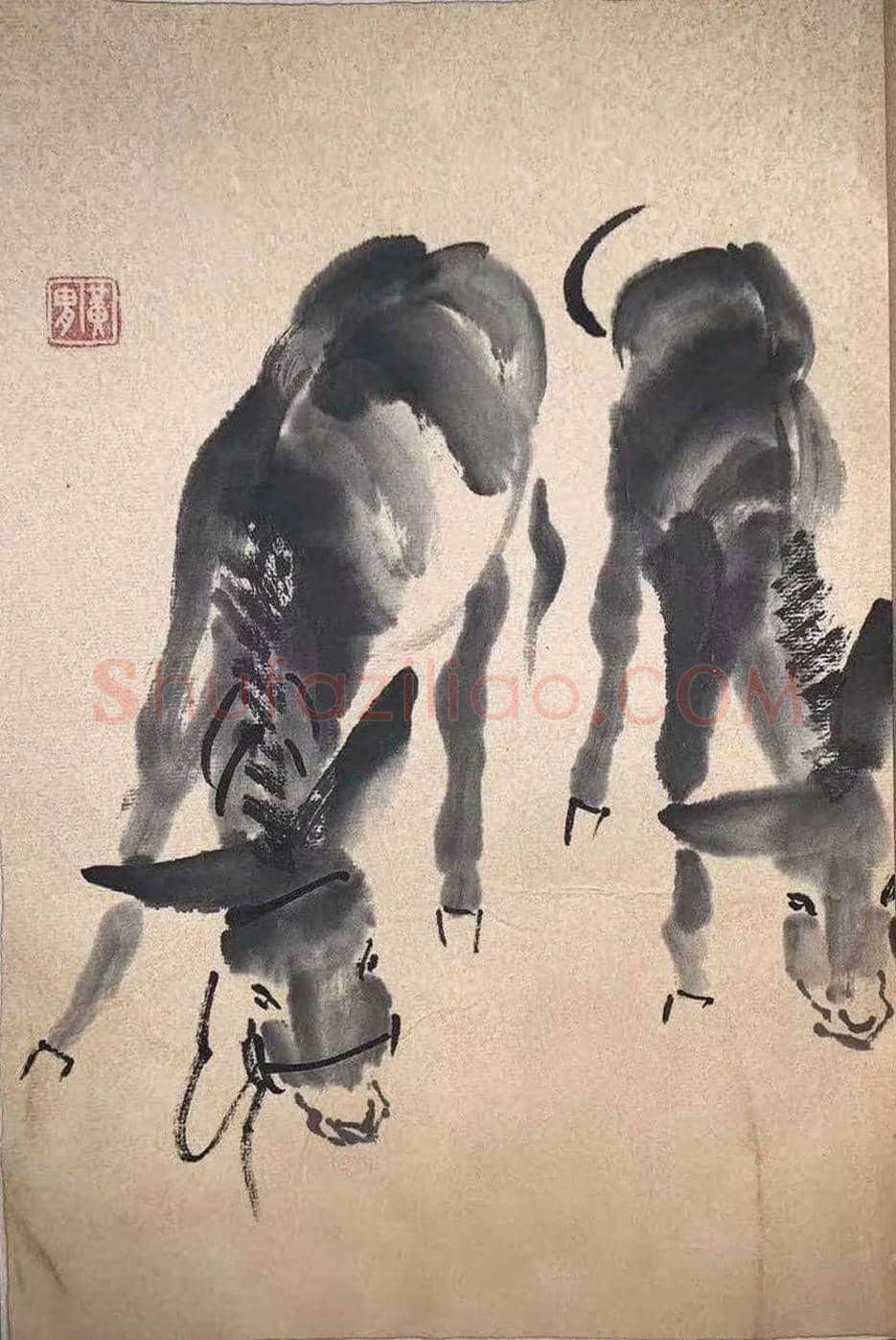 黄胄《双驴图》十开册页,经典力作 | 国画图片