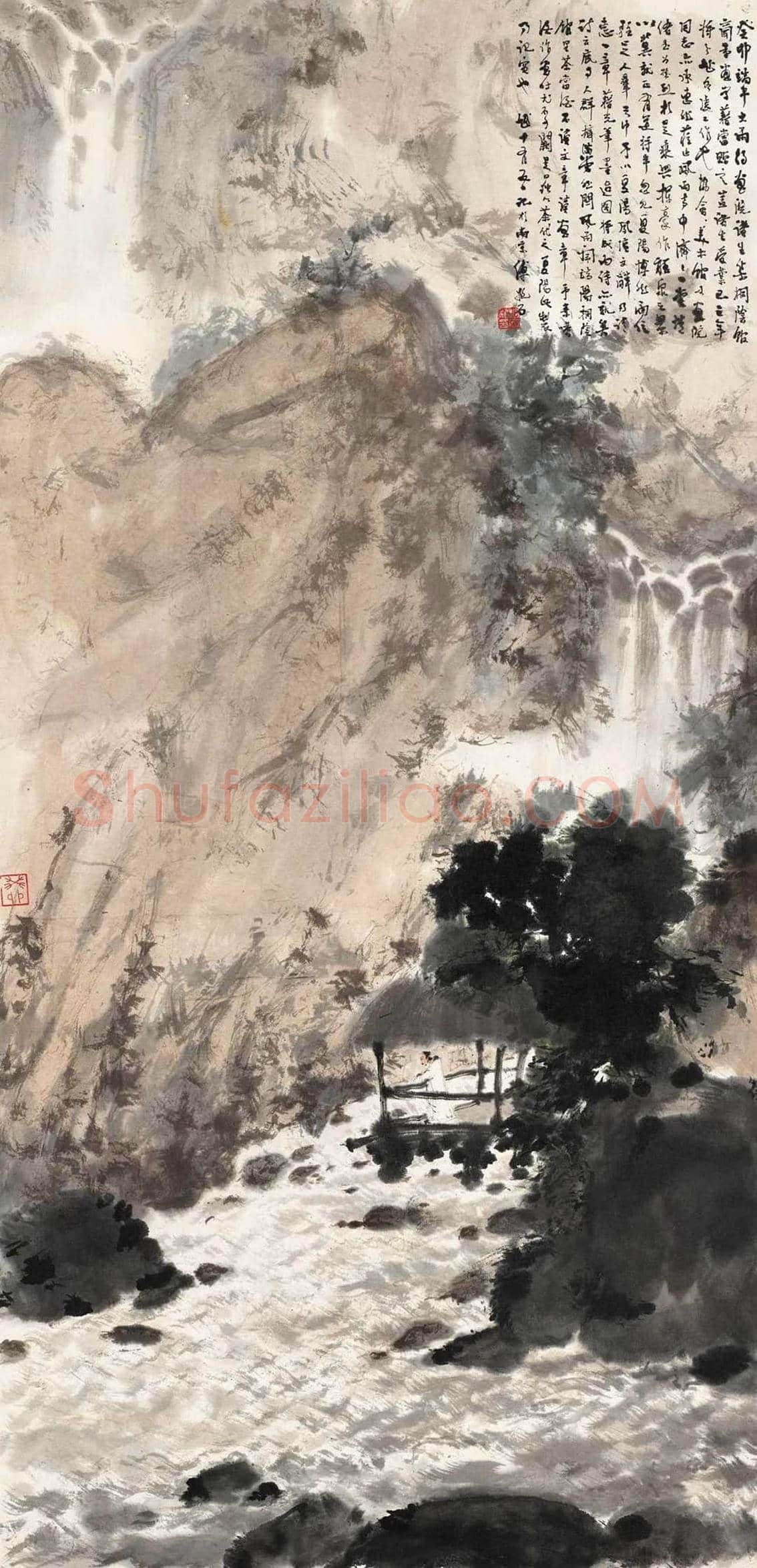 傅抱石磅礴巨制《雲峯山下》，撼世呈现！ | 国画图片