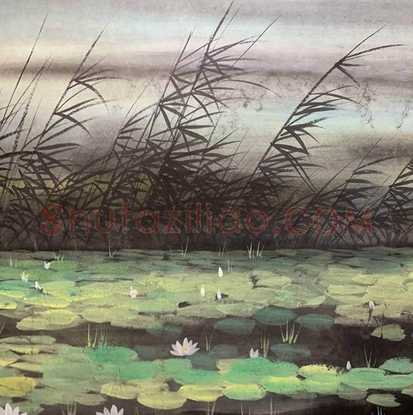 林风眠国画《荷塘》,馆级丈二巨制! | 国画鉴赏