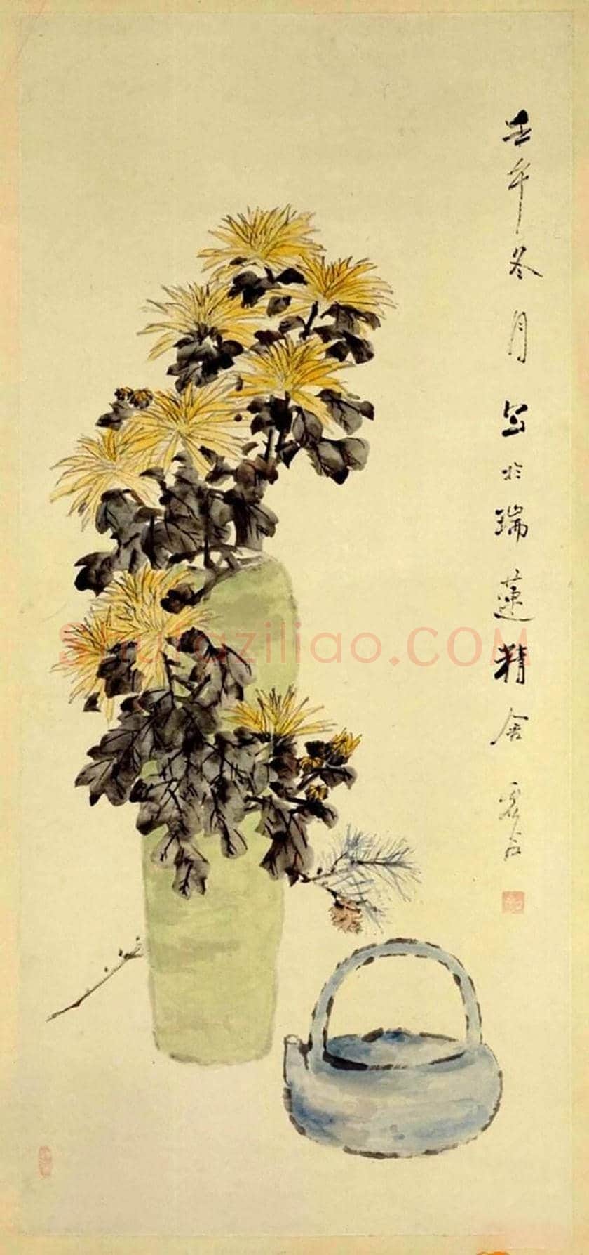 虚谷《瓶菊图》欣赏 | 书画常识