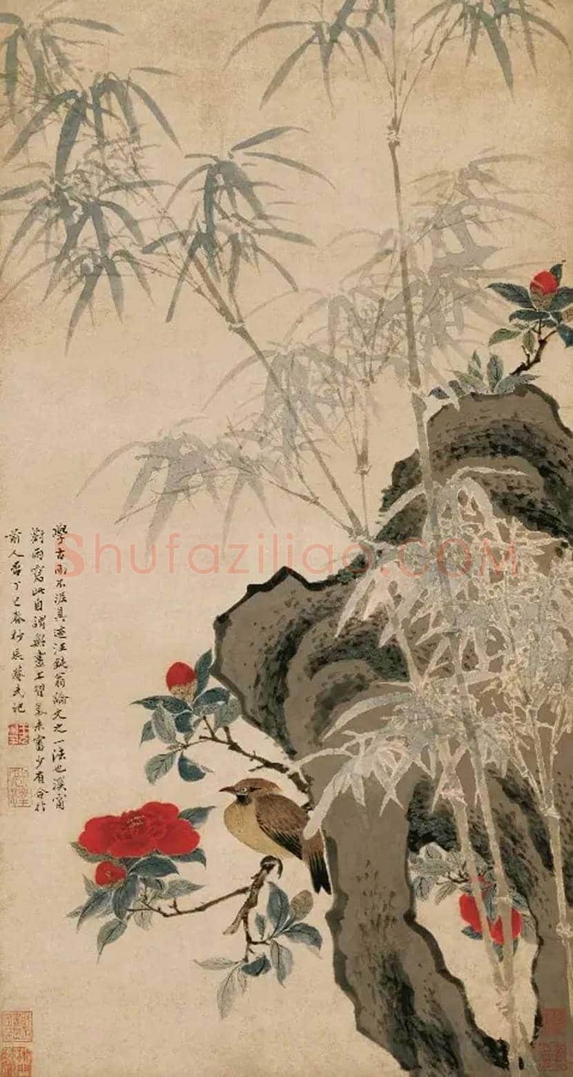 王武作品《花竹栖禽图》欣赏 | 书画知识