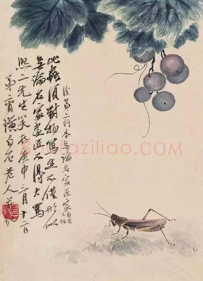 齐白石画葡萄,多子多福 | 书画科普