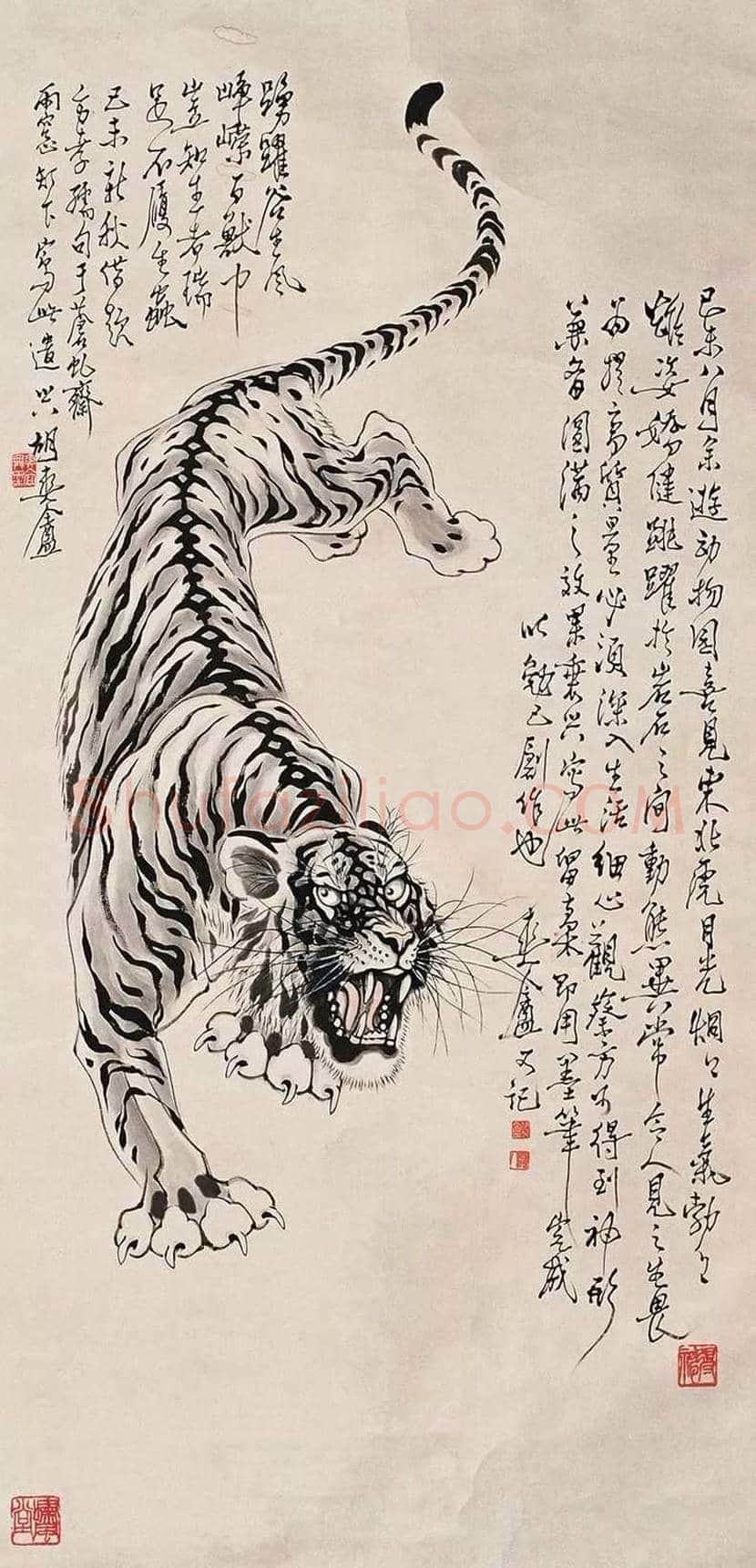 胡爽庵画虎价格及欣赏 | 书画学堂