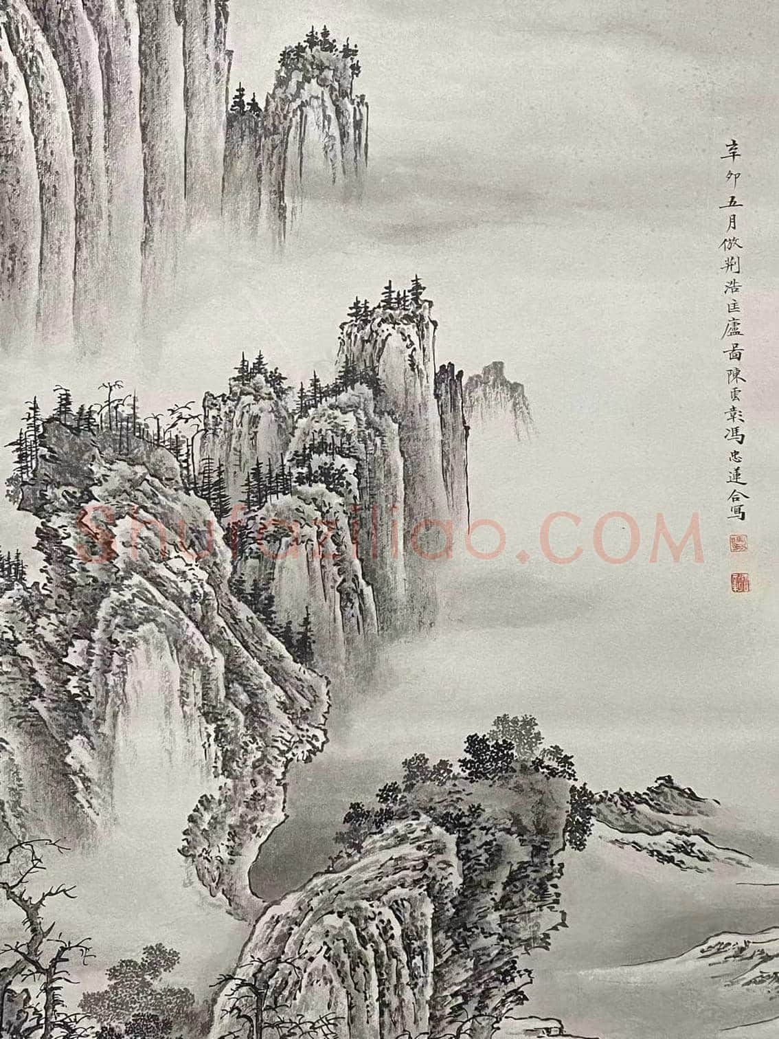 梅莲并蒂之作——仿荆浩《匡庐图》 | 国画图片