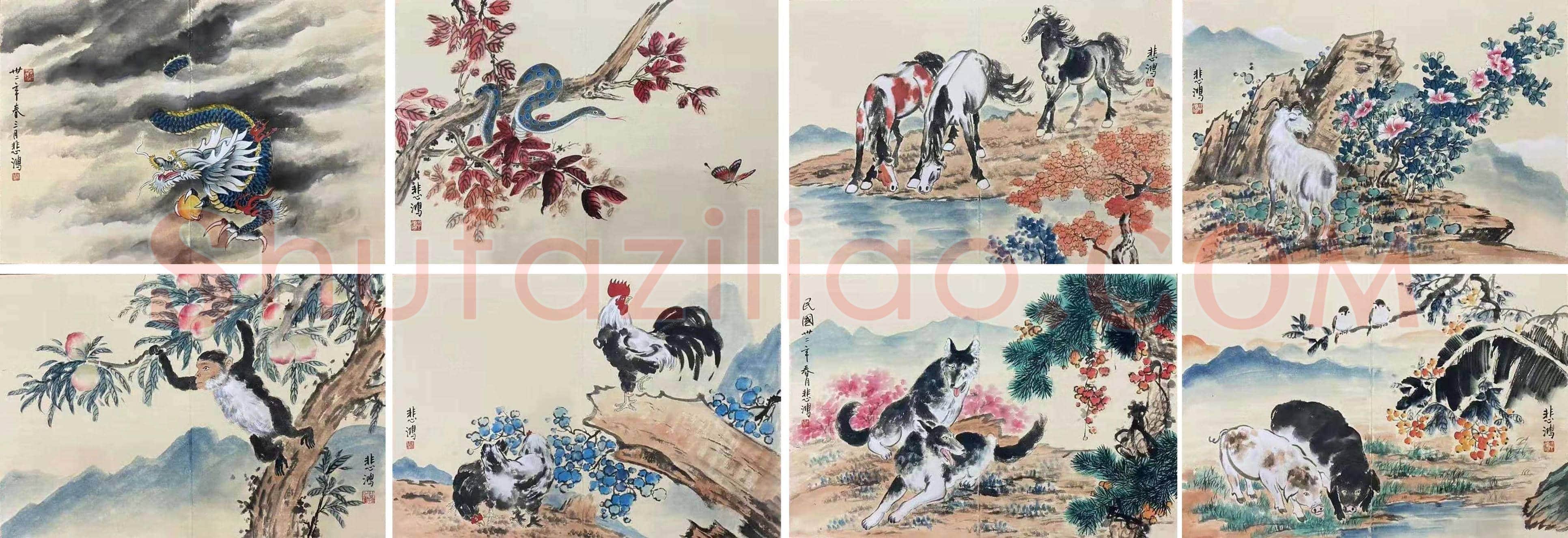 徐悲鸿《十二生肖图册》，绝世孤品首现！ | 国画图片