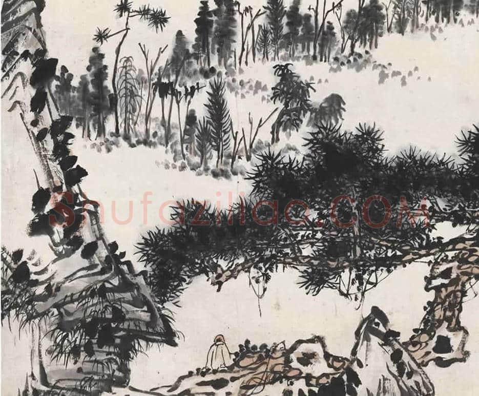 潘天寿《松荫观瀑图》欣赏 | 书画文摘