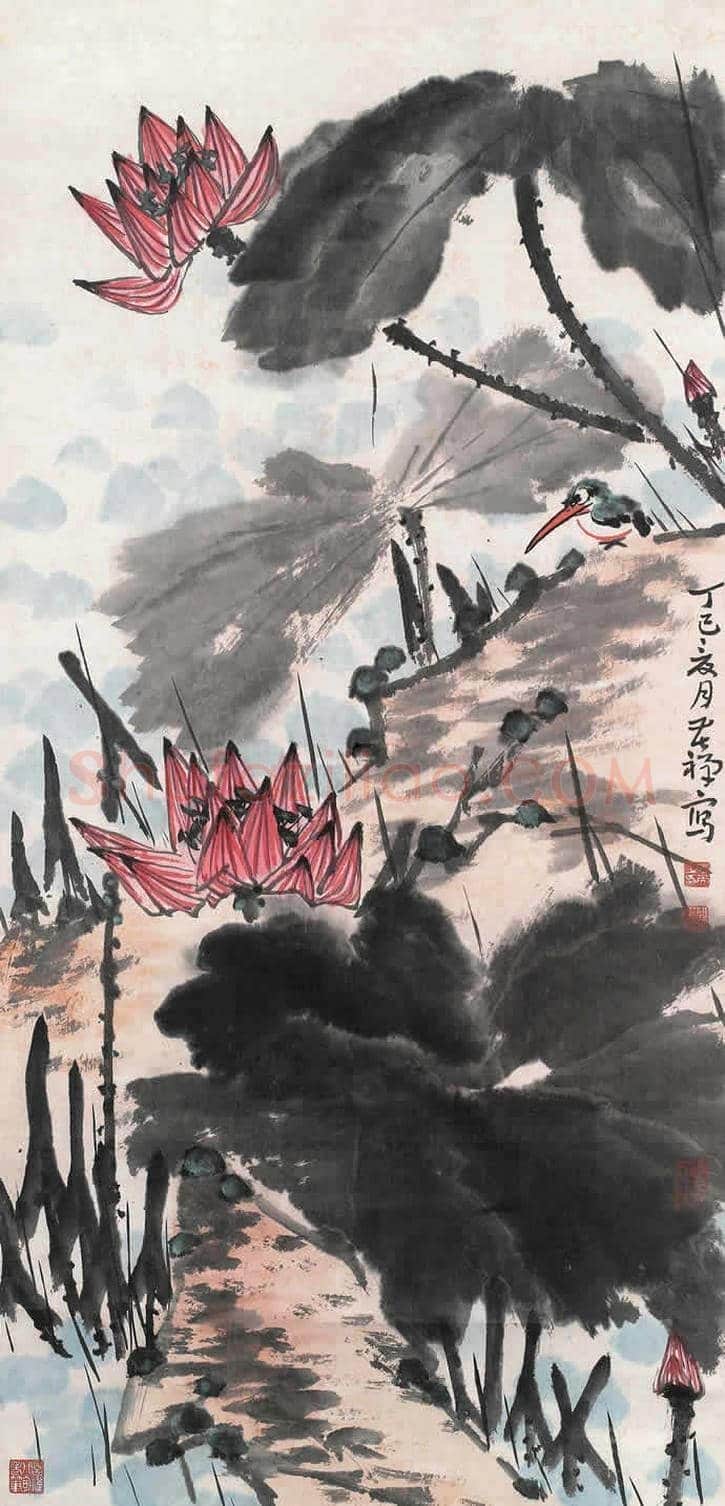 李苦禅荷花作品欣赏【高清大图】 | 书画百科