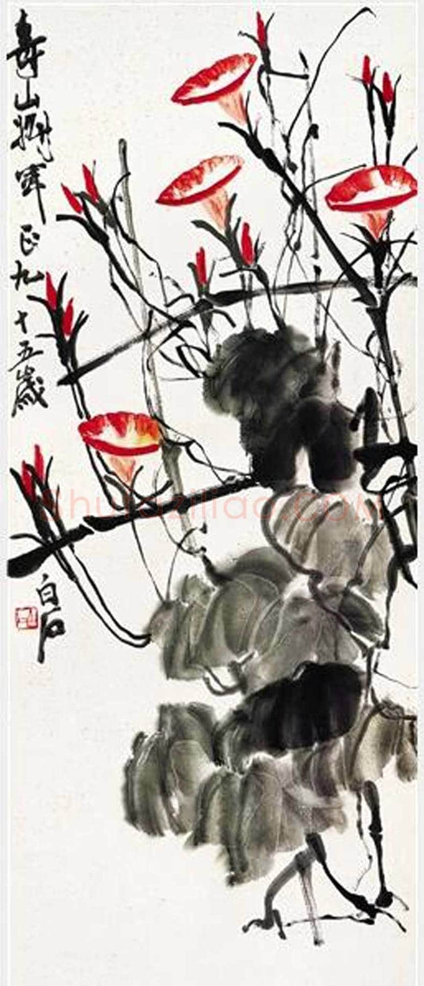 齐白石的《牵牛花》，老人童真的流露！ | 书画讲解