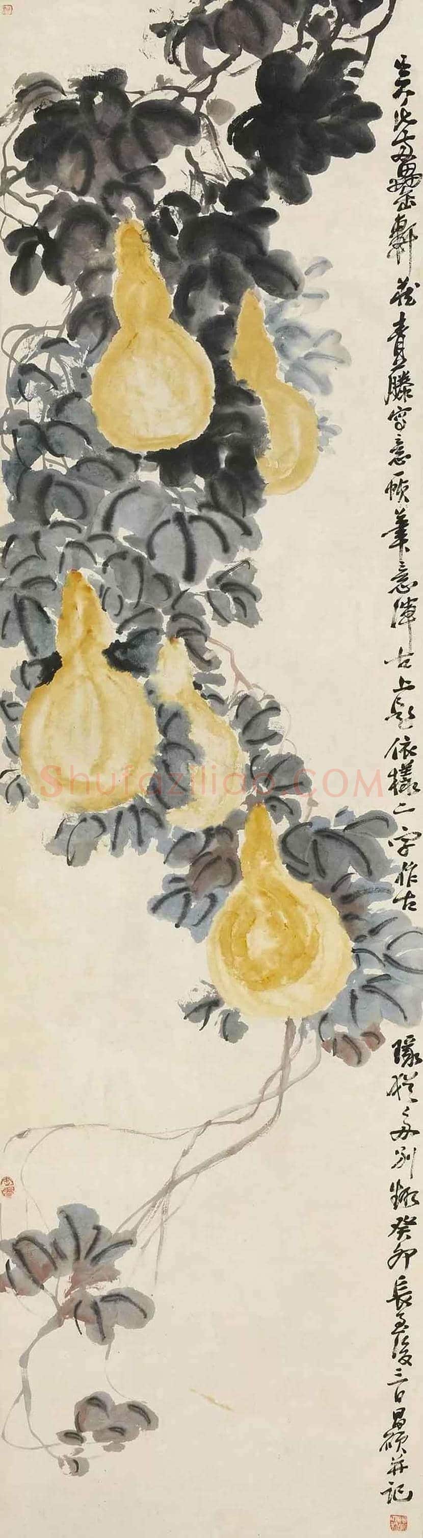 吴昌硕笔下的葫芦欣赏及拍卖 | 书画资料