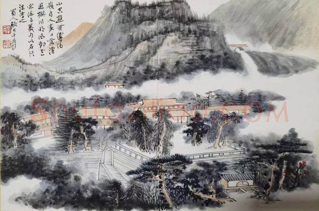 钱镜塘旧藏——张大千《山水十四胜景》册 | 国画赏析