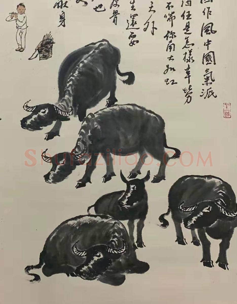 李可染作品《水牛赞》,交相辉映诗画魂 | 国画欣赏