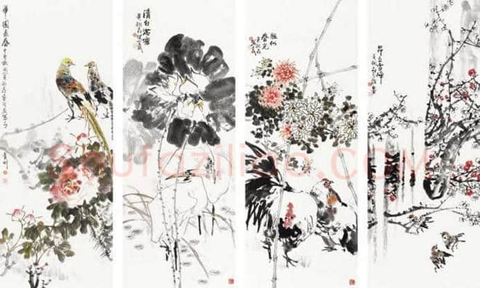 王雪涛等《花鸟四条屏》作品欣赏 | 书画资料