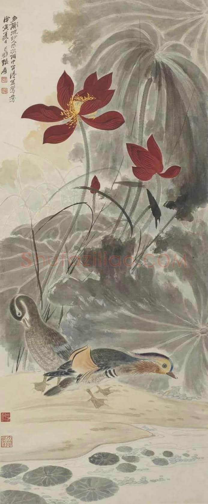 张大千《荷花鸳鸯》赏析 | 书画文摘