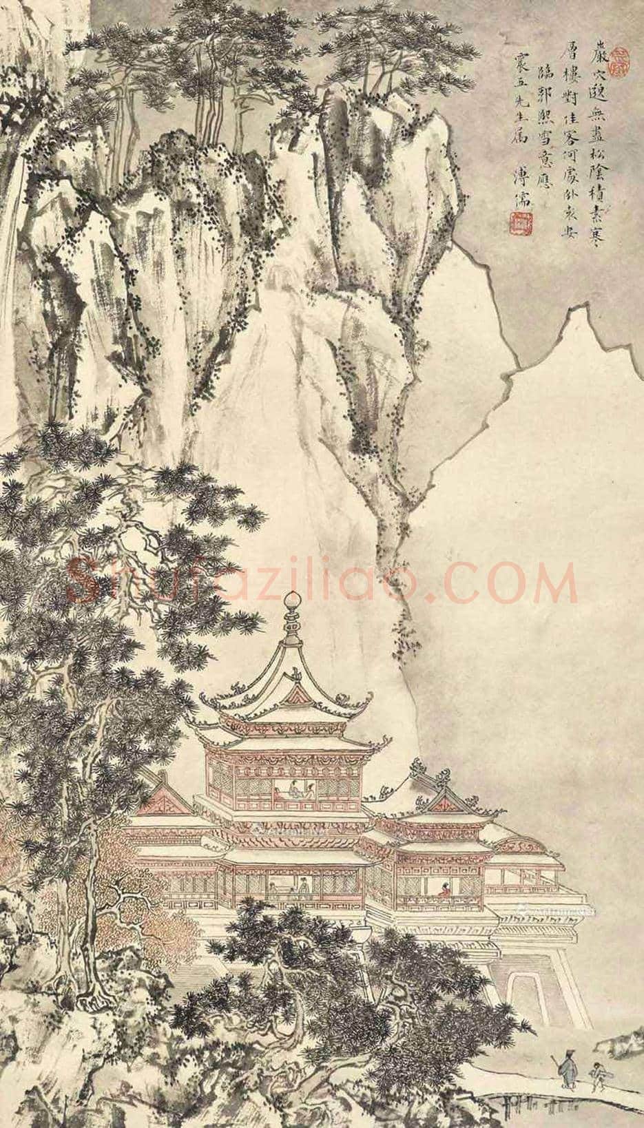 溥儒雪景山水《象山新霜晓》,空灵飘逸! | 国画赏析