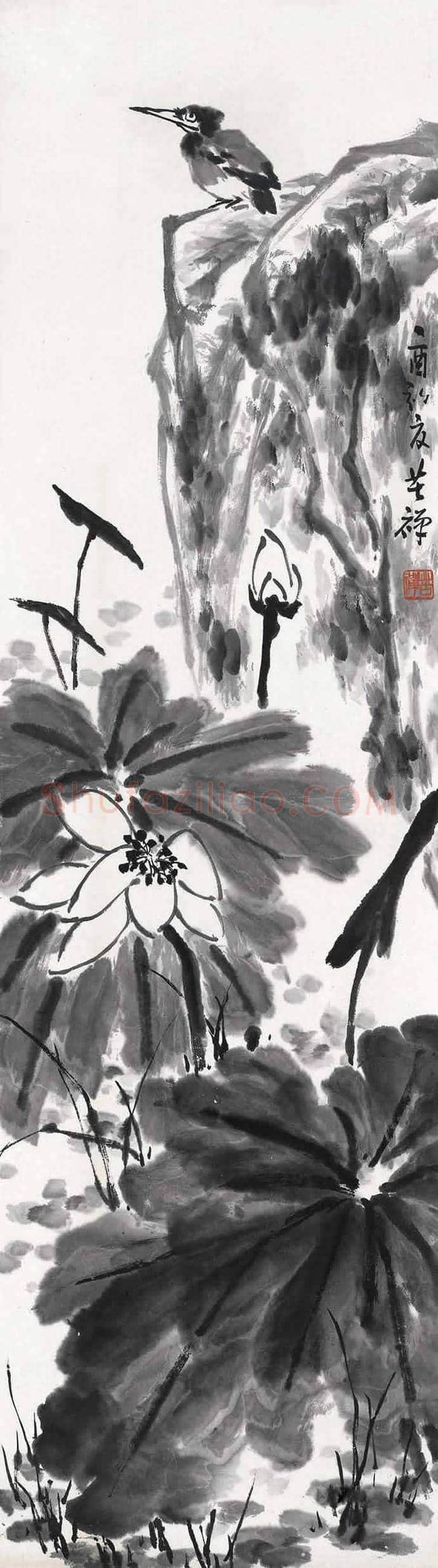 李苦禅荷花作品欣赏【高清大图】 | 书画百科