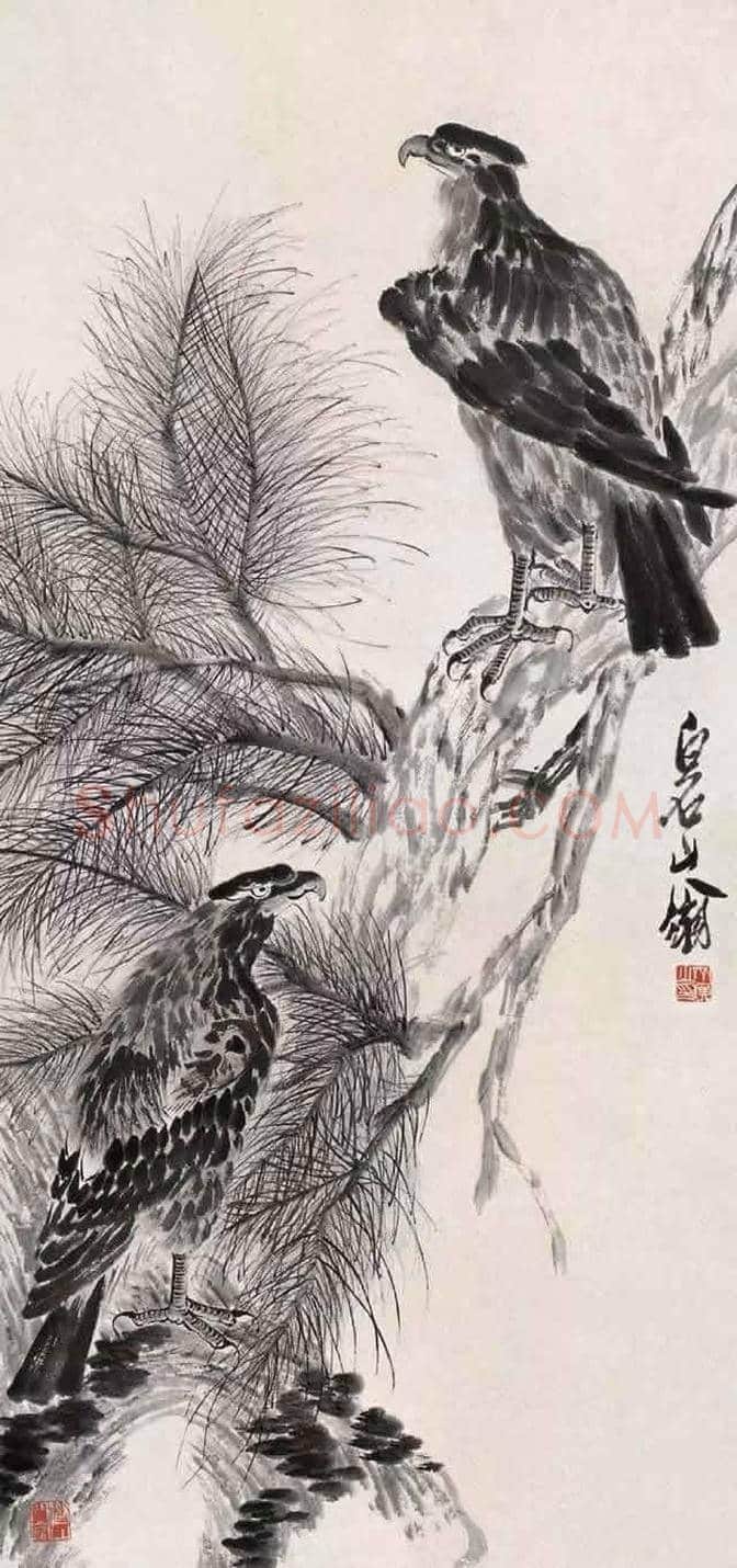 齐白石、李苦禅师徒二人画鹰，各有千秋！ | 书画资料