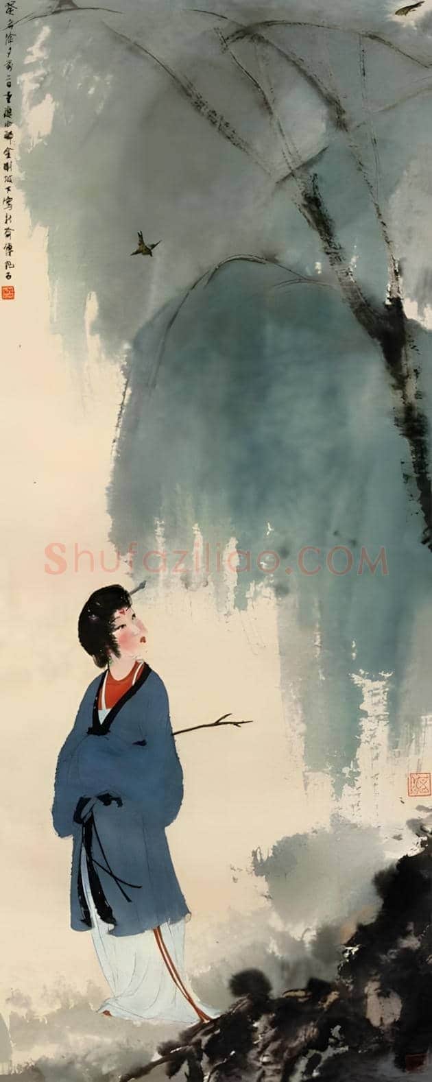 傅抱石仕女图《游春》在诗意中等你 | 书画文摘