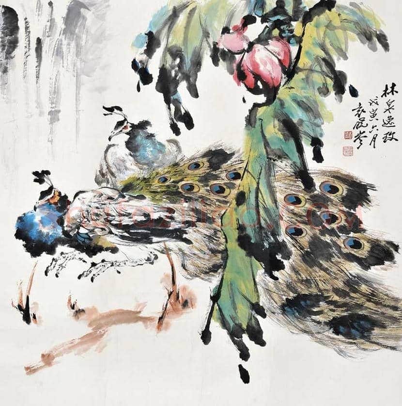 袁晓岑孔雀作品欣赏 | 书画百科