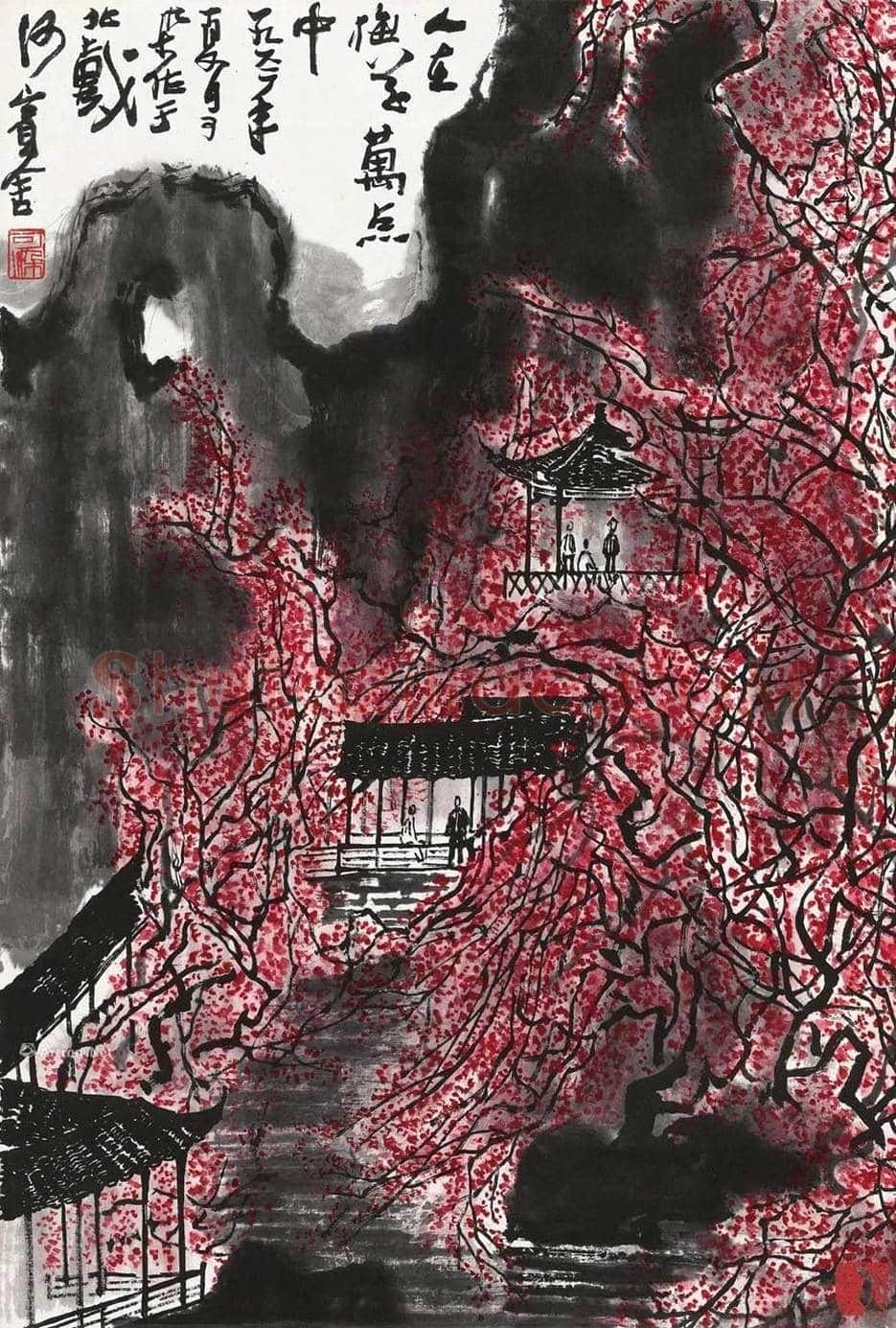 李可染《人在梅花万点中》欣赏 | 书画资料