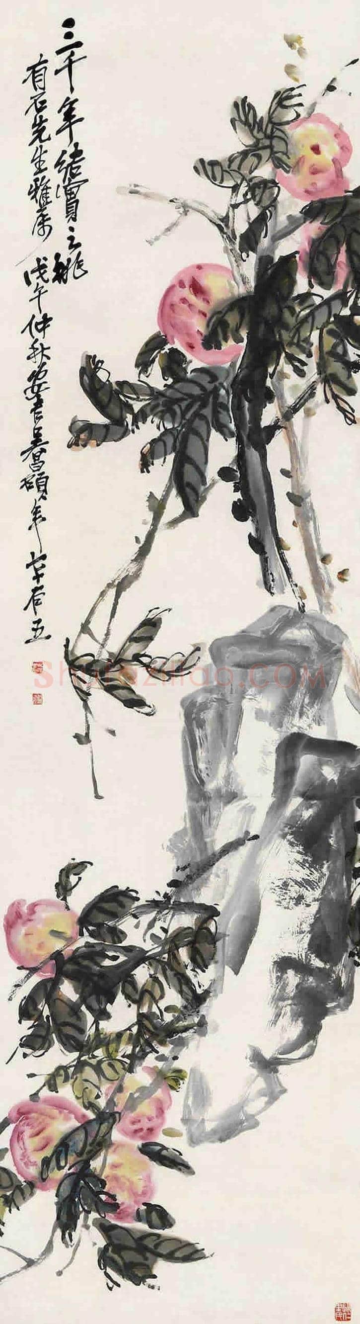 吴昌硕画寿桃，延年益寿 | 书画常识