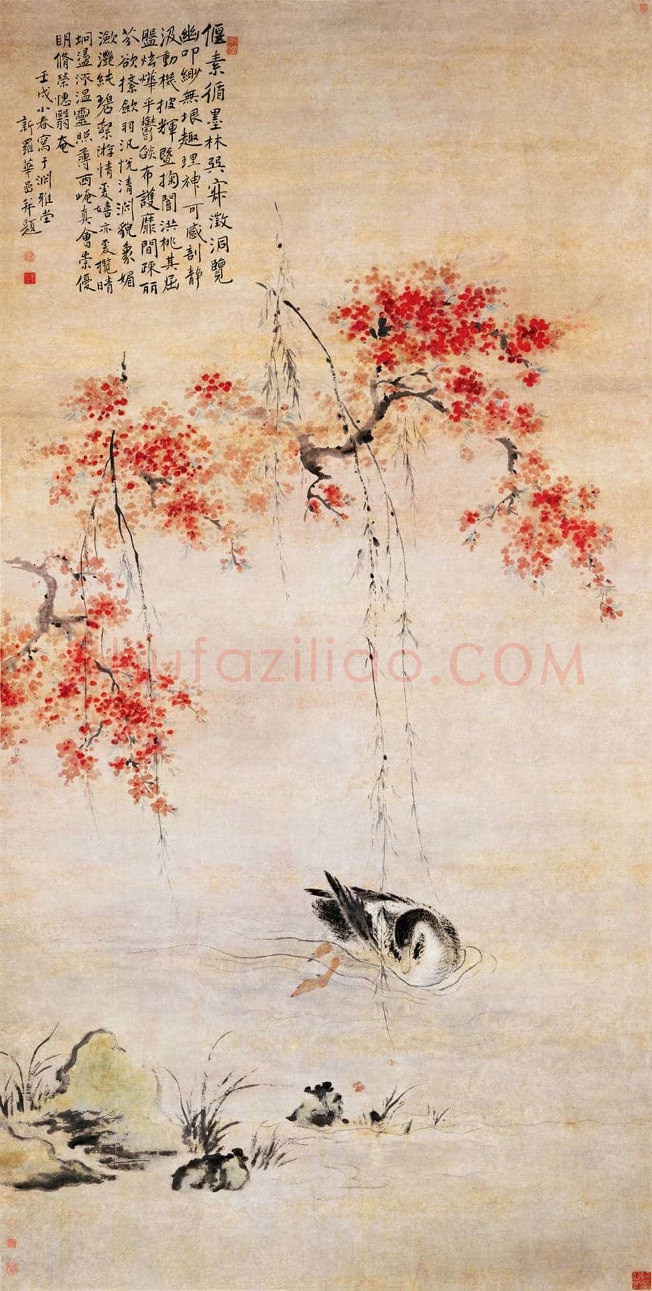 华岩《桃潭浴鸭图》欣赏 | 传世国画作品