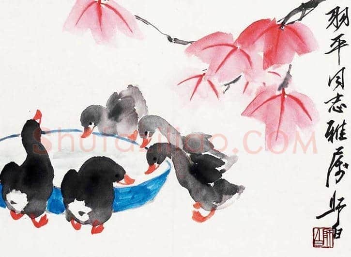 娄师白笔下的小鸭子，太可爱了！ | 书画资料