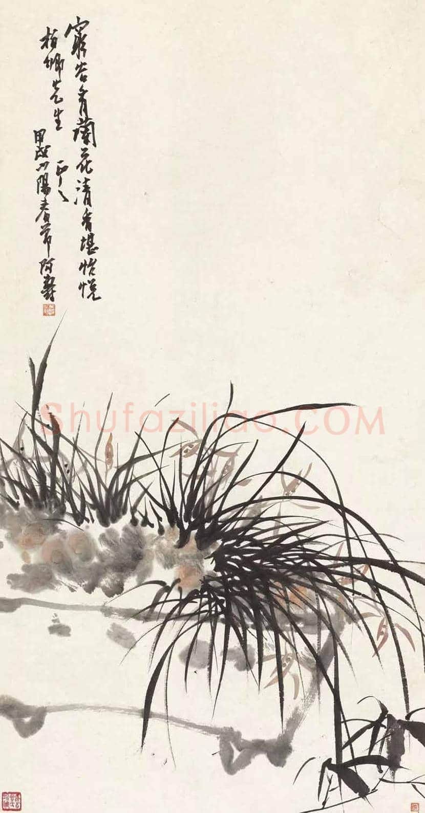 潘天寿不同年代笔下的兰花 | 书画学堂