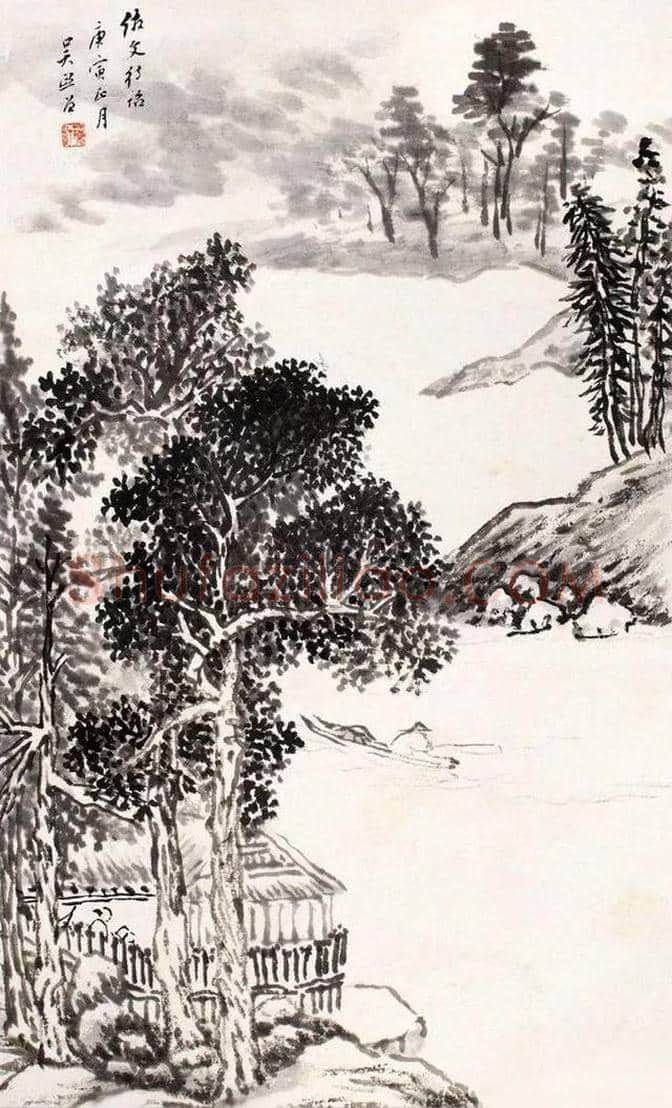启功老师吴镜汀的山水画,堪称一流 | 书画文摘