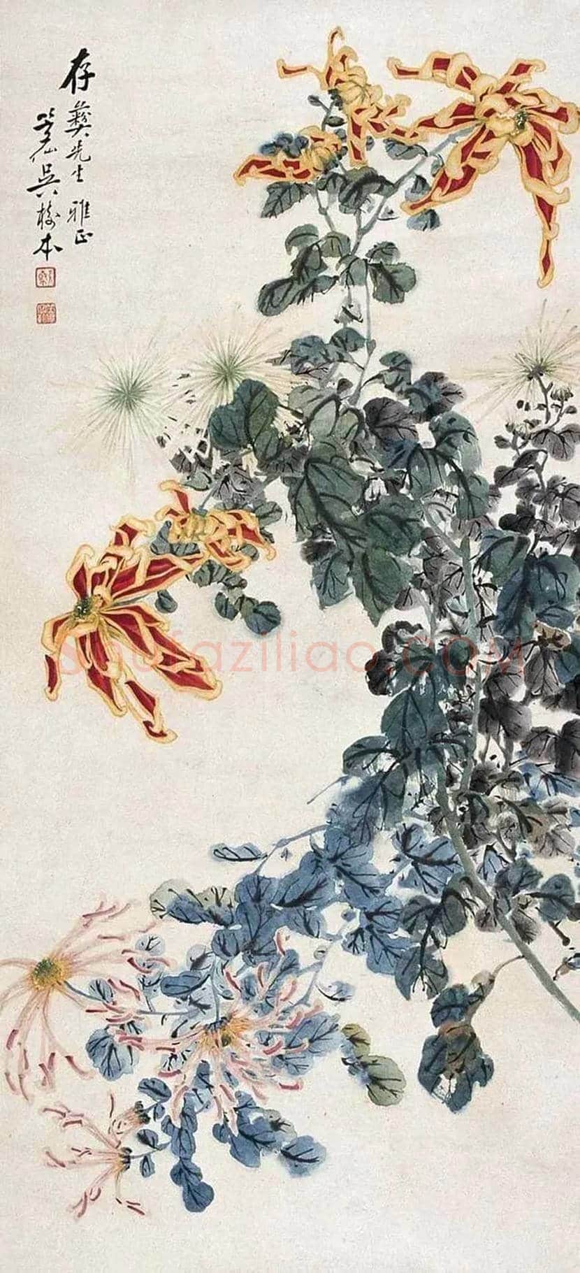吴笠仙菊花作品欣赏 | 书画百科